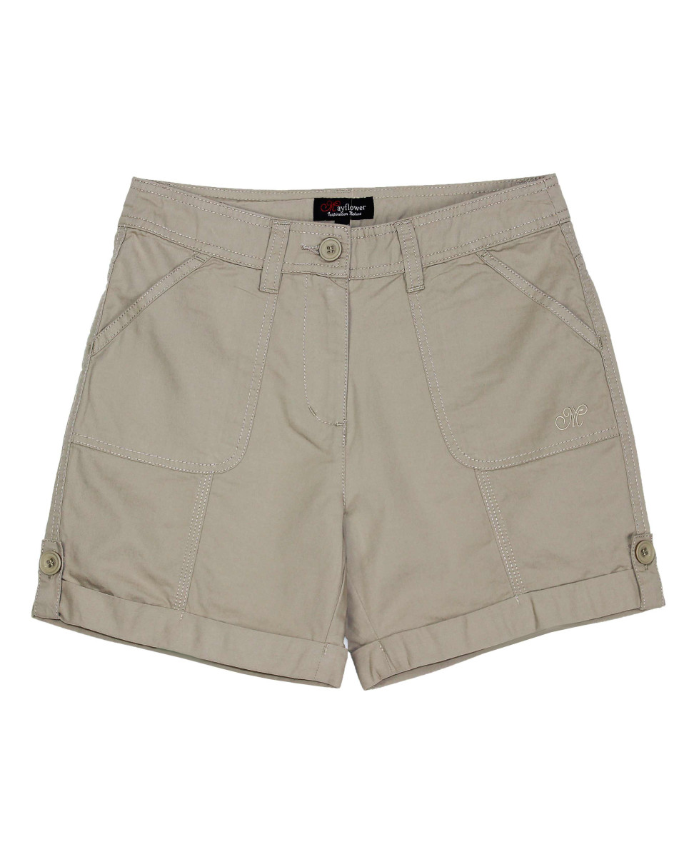 Short détente beige femme EXTRA1B – Coton, poches, revers