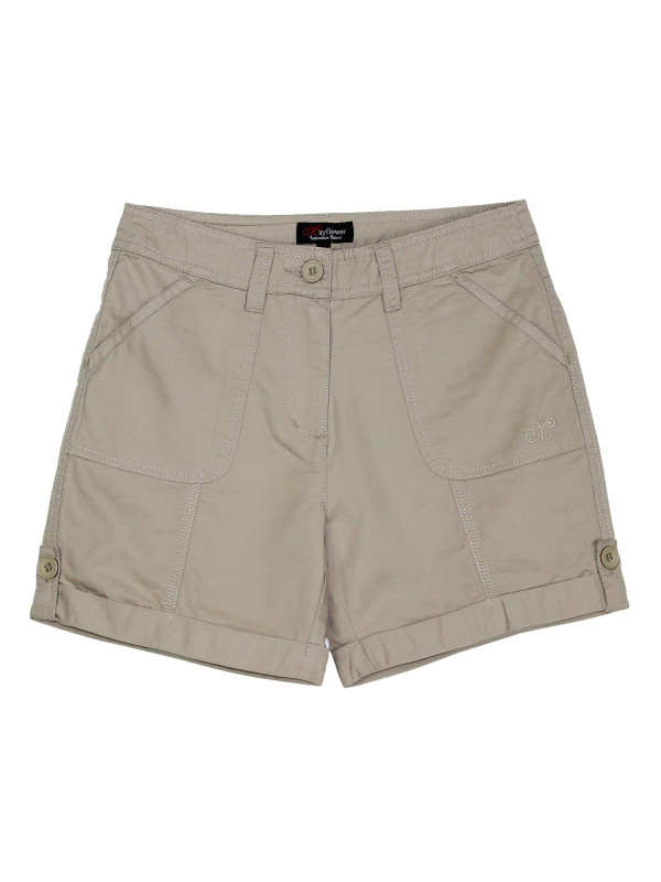 Short détente beige femme EXTRA1B – Coton, poches, revers