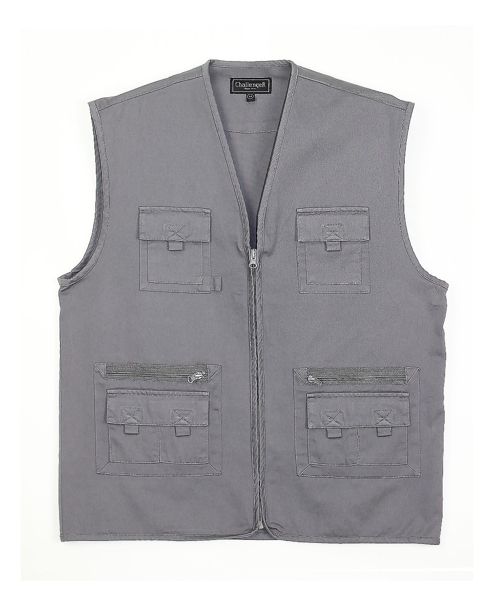 Gilet sans manches multipoches homme gris CHALLENGER GALET2