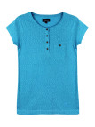 Tee-shirt bleu GODIVA1 col boutonné boutons coconut femme