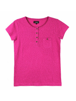 Tee-shirt rose GODIVA4 col boutonné boutons coconut femme