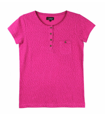 Tee-shirt rose GODIVA4 col boutonné boutons coconut femme