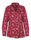 Chemisier fleuri rose/bordeaux – Col rond, viscose, manches retroussables