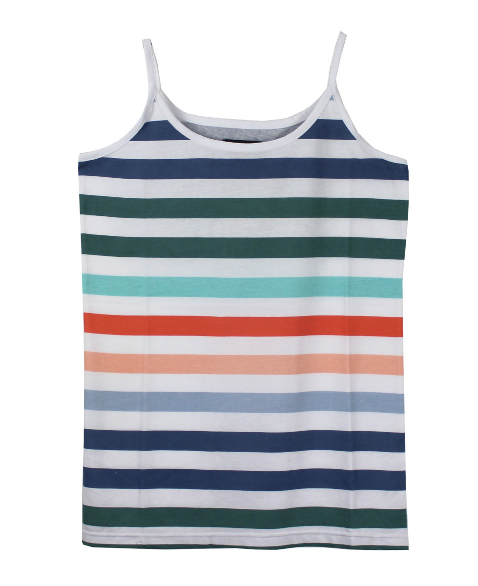 Débardeur rayé multicolore femme – Fines bretelles coton