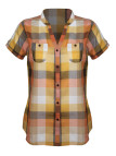 Chemisier orange femme coton – Poches à rabat, boutons bois