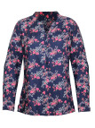 Chemisier rose/bleu petit motif viscose – Col rond, manches longues