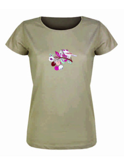 Tee-shirt fantaisie beige LAURA2 coton femme tendance