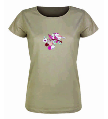 Tee-shirt fantaisie beige LAURA2 coton femme tendance
