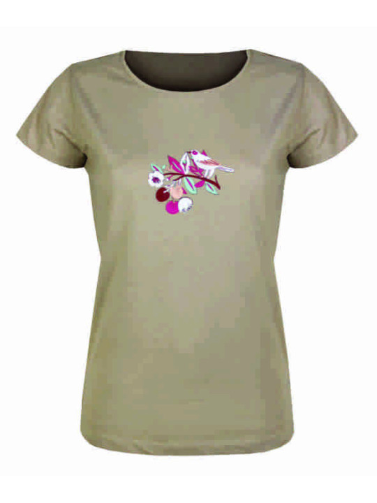 Tee-shirt fantaisie beige LAURA2 coton femme tendance