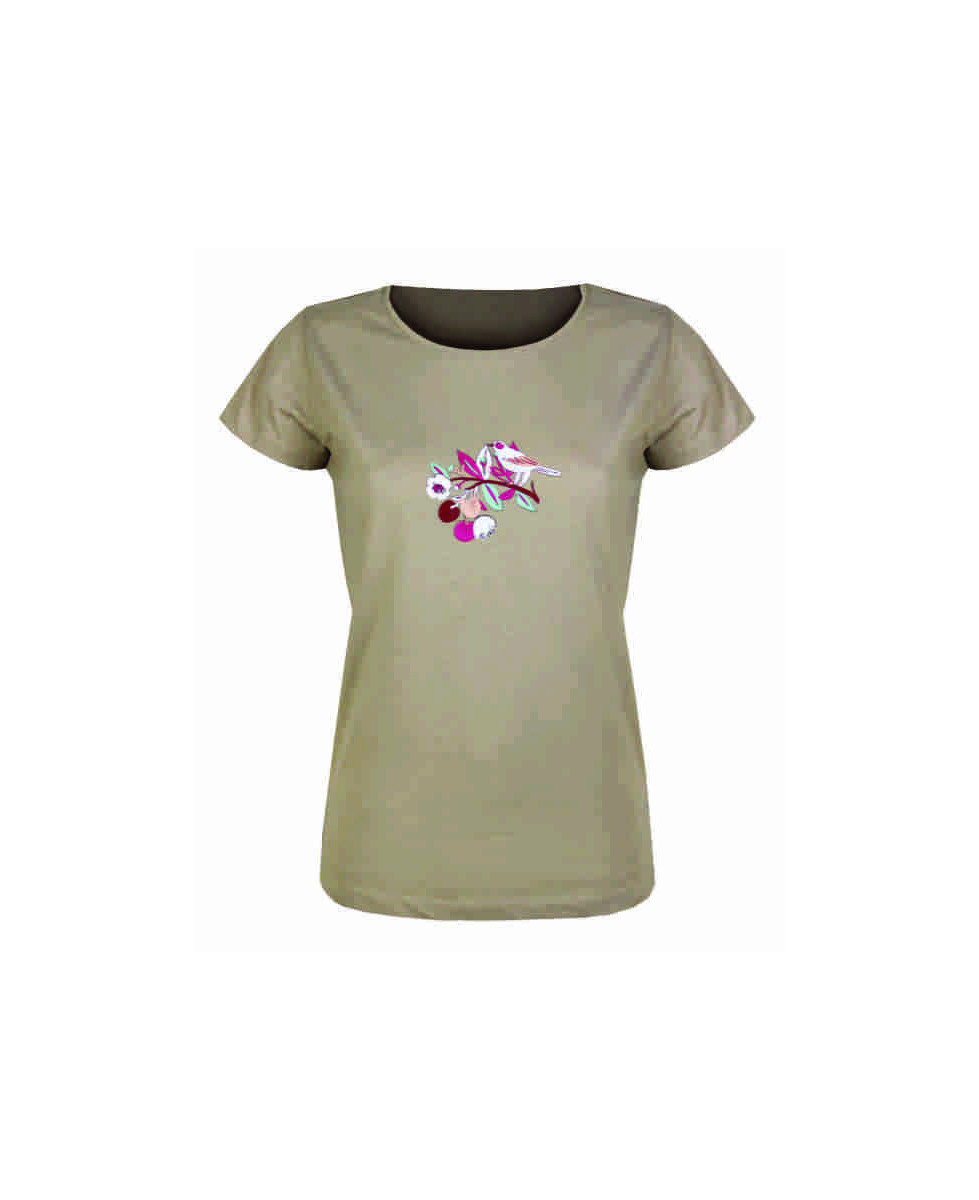 Tee-shirt fantaisie beige LAURA2 coton femme tendance