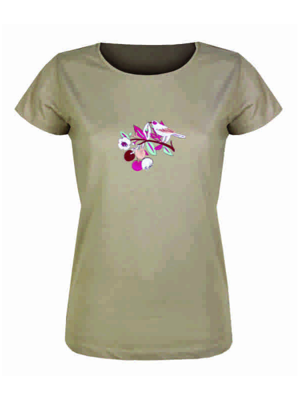 Tee-shirt fantaisie beige LAURA2 coton femme tendance