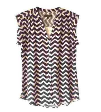 Chemisier sans manches blanc/noir – Col rond ouvert, viscose