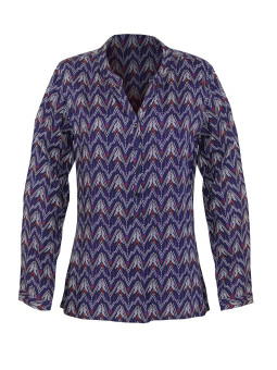 Chemisier viscose femme rose/bleu/orange – Col rond imprimé