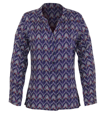 Chemisier viscose femme rose/bleu/orange – Col rond imprimé
