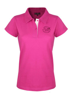 Polo femme sangria coton piqué – Détail blanc & broderie