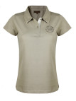 Polo femme beige coton piqué – Détail blanc & broderie chic