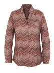 Chemisier ethnique femme marine/rouge – Viscose, col boutonné