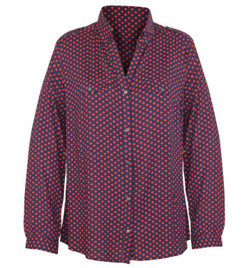 Chemisier motif marine/rouge femme – Viscose, poches, manches modulables