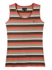 Débardeur femme rayé coton – Taupe corail, poche et bouton