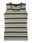 Débardeur femme rayé coton – Taupe vert, poche avec bouton
