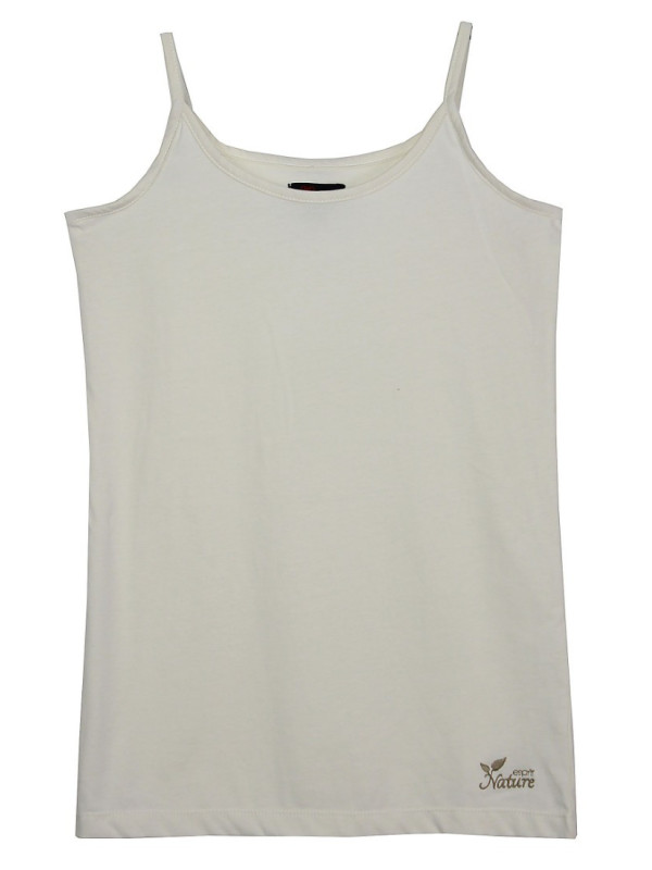 Top écru coton à fines bretelles – Jersey avec broderie femme