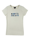 Tee-shirt blanc LISBONNE3 col rond sérigraphie coton femme