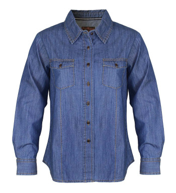 Chemisier jean femme MAYFLOWER LIVING1 bleu coton