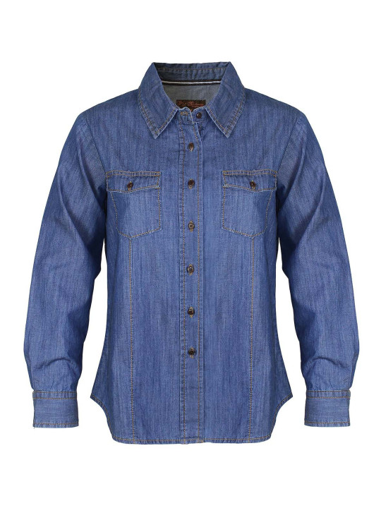 Chemisier jean femme MAYFLOWER LIVING1 bleu coton