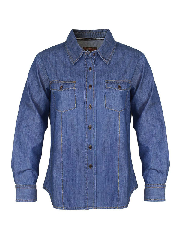 Chemisier jean femme MAYFLOWER LIVING1 bleu coton