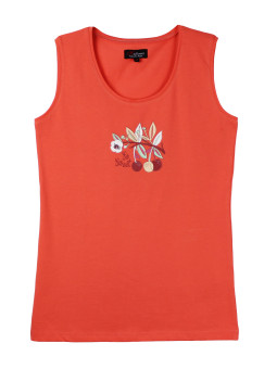 Débardeur corail femme coton – Sérigraphie tendance été