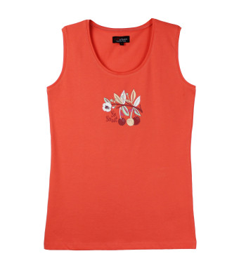 Débardeur corail femme coton – Sérigraphie tendance été