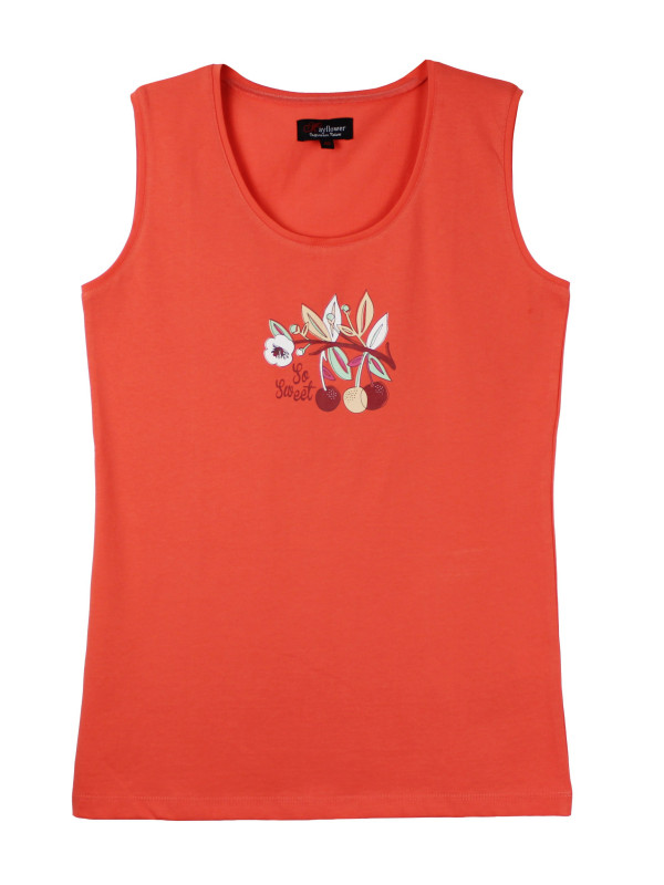 Débardeur corail femme coton – Sérigraphie tendance été