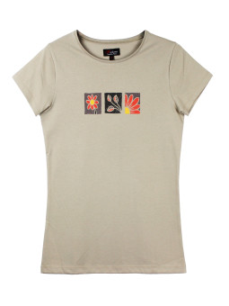 Tee-shirt beige LORENA1 col rond sérigraphie coton femme