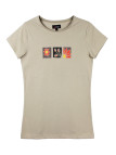 Tee-shirt beige LORENA1 col rond sérigraphie coton femme