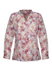 Chemisier fleuri beige/orange polyester – Col rond, manches longues