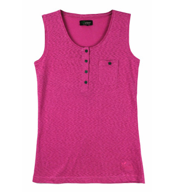 Débardeur sangria coton femme – Patte boutonnée, boutons coconut