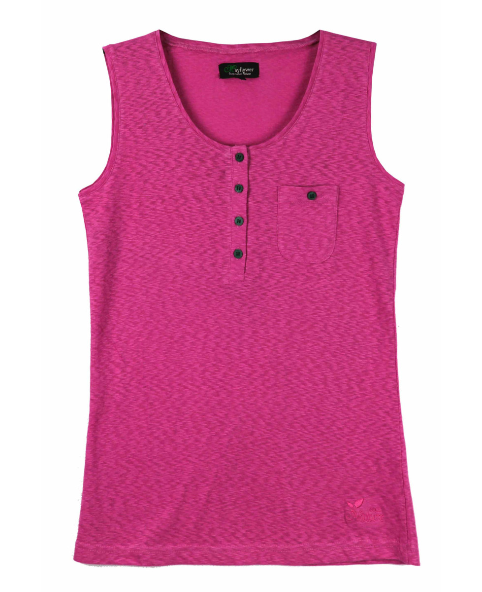 Débardeur sangria coton femme – Patte boutonnée, boutons coconut