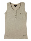 Débardeur beige coton femme – Patte boutonnée, boutons coconut