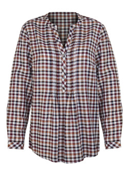 Tunique flanelle coton carreaux moutarde/bordeaux – Manches 3-en-1