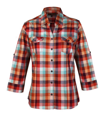 Chemisier orange coton femme – Manches 3/4, poches, fantaisie