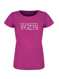 Tee-shirt rose LUCINDA2 col rond sérigraphie nature femme