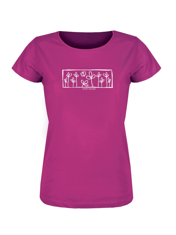 Tee-shirt rose LUCINDA2 col rond sérigraphie nature femme