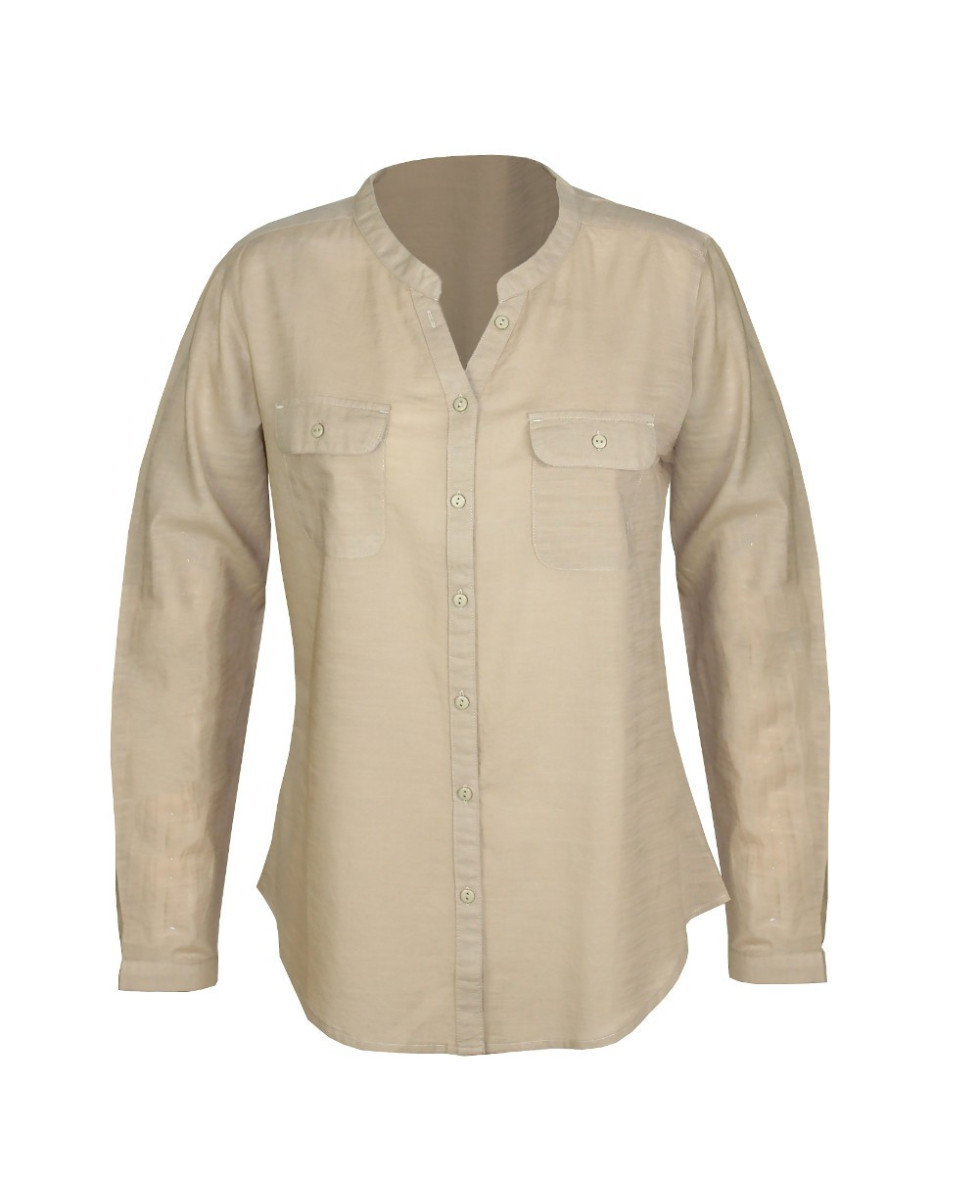 Chemisier Coton Beige Femme | Chic & Confortable | Mode Directe