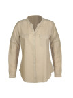 Chemisier beige coton femme – Manches longues, poches à rabat