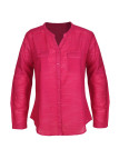 Chemisier fushia coton femme – Manches longues, poches à rabat