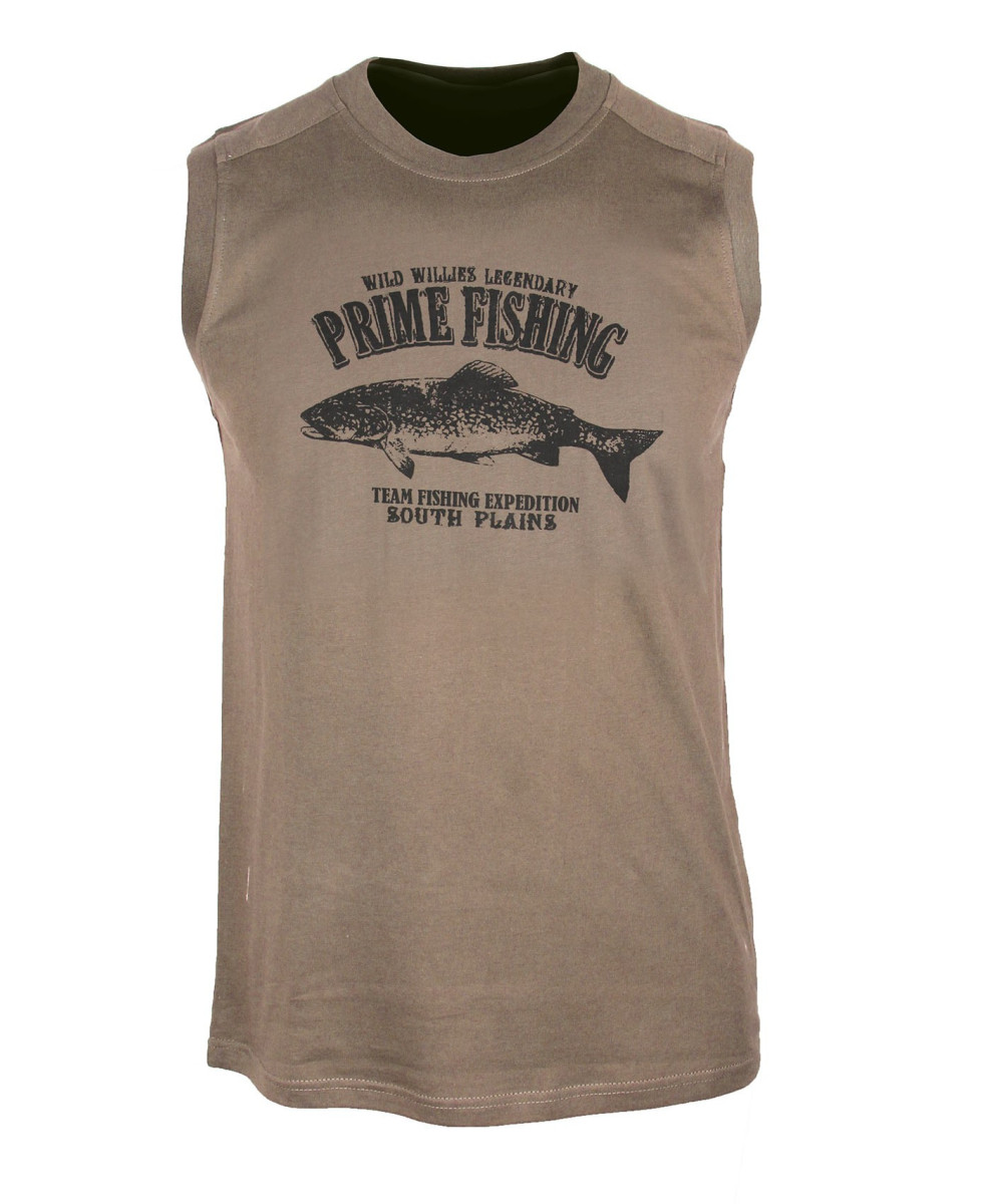 Tee-shirt homme coton marron motif poisson – LY0598C