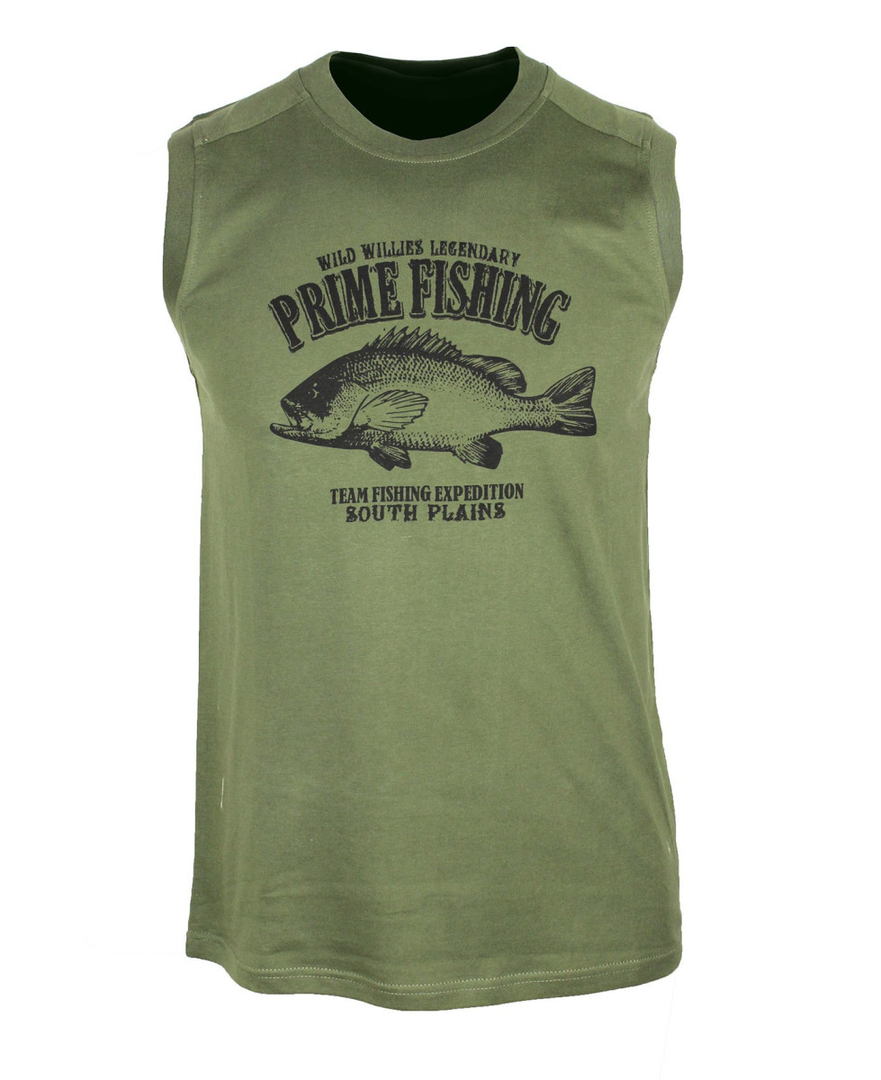 Tee-shirt homme coton kaki motif poisson – LY0598K