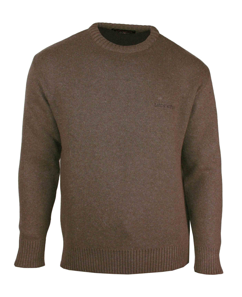 Pull Ras du Cou Homme LEDERTYS – Maille Perlée Marron Chaleur  LY0704M