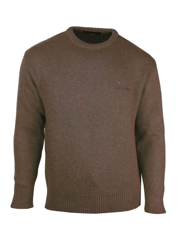 Pull Ras du Cou Homme LEDERTYS – Maille Perlée Marron Chaleur  LY0704M