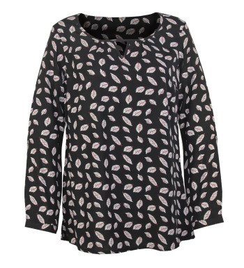 Tunique feuillage femme viscose – Col fantaisie, manches longues